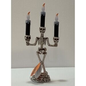 Halloween Spooky‎ Skeleton With Skulls Light Up Flickering Candelabra - New